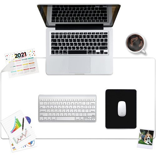 Awnour Clear Desk Mat - Multi-Functional Desk Pad, 36 x 20 inches - Durable Desk Protector with Anti-Slip Base, Transparent View, Spill-Resistant Design