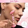 Bighiza Jade Roller and Gua Sha Face Roller Tool Set, Rose Quartz Roller with Real Flower Handle, Anti Aging, Noiseless, Relax Relieve Fine Lines and Wrinkles for Face, Eyes, Neck, Muscle Relaxing