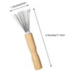2 Pieces Hair Brush Cleaner Tool Portable Comb Cleaning Tool with Metal Wire Rake and Wooden Handle, Mini Hair Dirt Remover Brushes for Home and Salon Use (Grooved Handle)