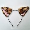 Cat Ears Headband Hair Clips Fox Ears Hair Bands Barrettes Women Furry Kitty Kitten Cat Headpiece Hairband Hair Hoop Halloween Party Decoration Cosplay Costume Handmade Hair Accessories Leopard Pink