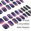 Nailog Semi Cured Gel Nail Strips 34 pcs| Long Lasting Nail Polish Sticker Wraps with Glossy Gel Finish, Retro Jungle