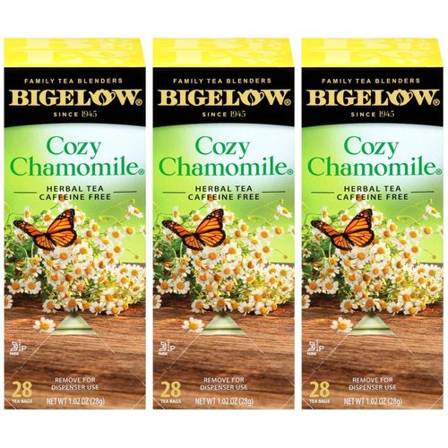 Bigelow Cozy Chamomile Herbal Tea Bags 28-Count Box (Pack of 3) Chamamile Tea Bags Relaxing Herba...
