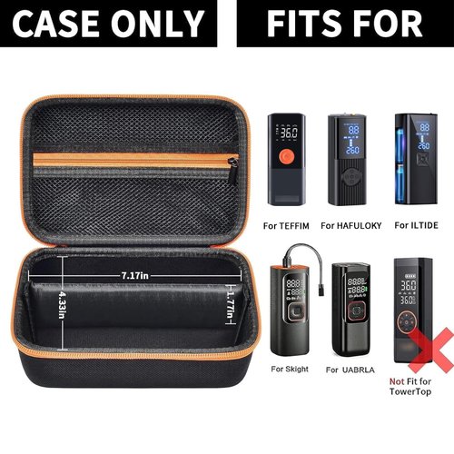 Case Compatible with Skight/for VacLife/for Hafuloky/for ILTIDE/for Teffim/for UABRLA Tire Inflator Portable Air Compressor, Car Air Pump Storage Holder for Air Tube & Accessories (Box Only) - Black