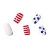 4th of July Press On Nails Medium Patriotic Press On Nails Independence Day Nails Red White and Blue Star Striped Nails Square White False Nails Full Cover Coffin for Women Girls