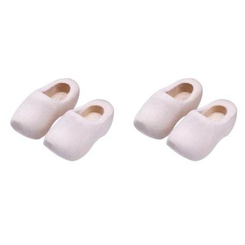 COHEALI Mini Finger Shoes 4pcs Mini Wooden Shoes Miniature Wooden Shoes Blank Wooden Shoes Mini H...