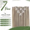 Hetto Blonde Hair Extensions Clip in Human Hair 16 Inch #17/23 Dirty Blonde Highlighted Clip in Hair Extensions Real Human Hair 7pcs 120g Double Weft Clip in Extensions