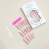 BABALAL Square Press on Nails Long Fake Nails Pink Glue on Nails 3D Butterfly Flower Charm Acrylic Nails 24Pcs Squoval Glitter Manicure Artificial False Nails for Women and Girls