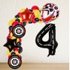 5 Pcs Helmet Tire Balloons Race Car Wheels Birthday Party Supplies Boys Bike Bicycle Motorcycle Truck Theme Party Decorations Favor Foil Mylar Black and Red