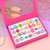 ELEMIRSA Little Girl Jewel Rings in Box, Girl Princess Pretend Play and Dress Up Rings, Toddler Girl Birthday Gifts, Adjustable, No Duplication, 28pcs