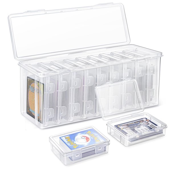 CollectHall 10 PCS Trading Card Storage Box Set, Plastic Top loaders Storage Box, Fit for Standard Cards, Top Loaders and Magnetic Card Holders
