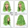 CLIONE Green Wigs for Women Short Wavy Bob Wig with Bangs Shoulder Length Natural Wavy Synthetic Wig Short Fluffy Bob Curly Wigs Cosplay Party Costume Wigs（Mix Green 14 Inch）