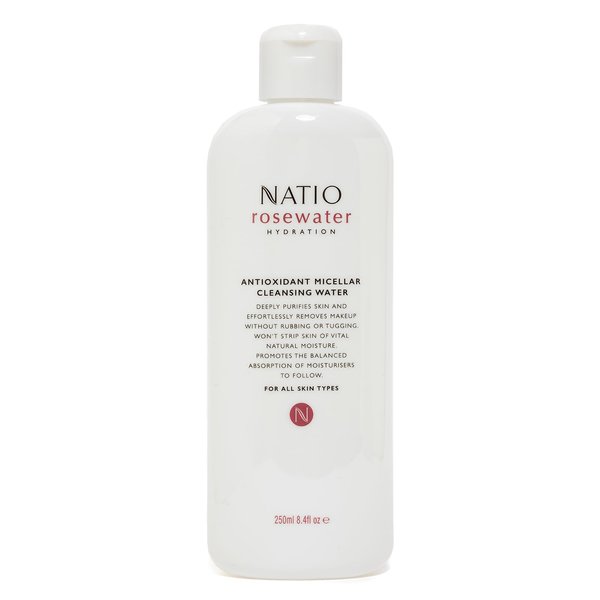 Natio Australia Rosewater Hydration Antioxidant Micellar Cleansing Water, 8.4 oz - Makeup Remover Face Cleanser - Facial Cleanser for All Skin Types