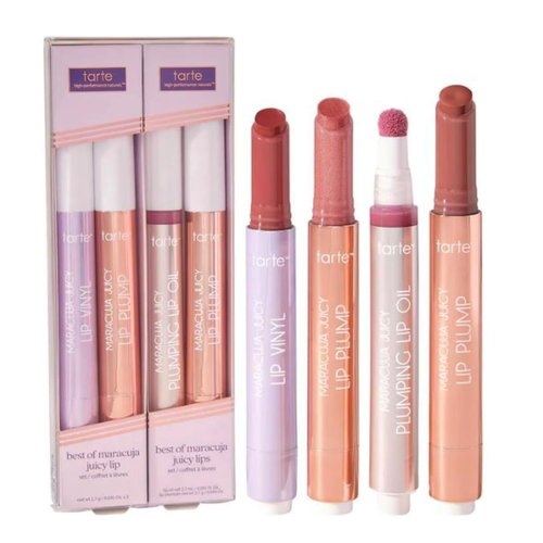 Tarte Limited Edition Best of Maracuja Juicy Lip 4 Piece Set - Lip Vinyl - 2 Lip Plumps - Lip Oil - New In Box!!