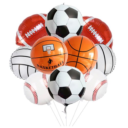 TYYDZ 10Packs Sports Foil Balloons Set, Sports Party Decorations Baseball Soccer Basketball Football Foil Mylar Balloons for Kids Baby Shower Birthday Decorations Party Supplies