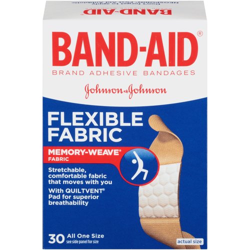 Band-Aid Brand Adhesive Bandages, Flexible Fabric, 1.9 x 7.6 cm, 30 Count, Pack of 2