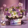 MEIEST Flower Bouquet Building Blocks Model Set,Simulation Artificial Rose Handheld Gift Box for Valentine's Day,Bonsai Plant Building Bricks Toys,Home Decor (Mist Purple)