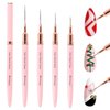 Mirmogo Nail Art Liner Brushes,5pcs Nail Design Brush Set, Nail Dotting Drawing Tool for Long Lines,Thin Details, Fine Drawing, Delicate Coloring, Elongated Lines,Sizes 7/9/11/15/25mm(Pink)