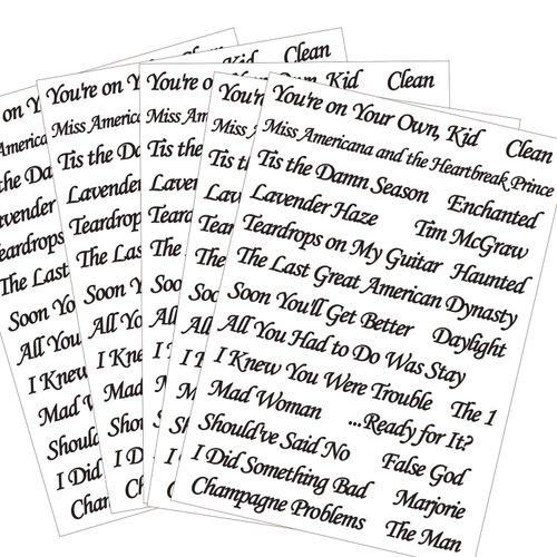 Singer Album Theme Tattoos English Lyrics Temporary Tattoo Stickers Tour Concert Merch Accessories，5-Sheet