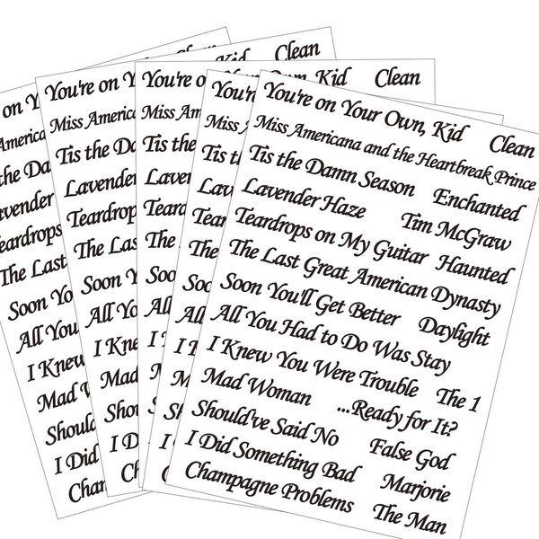 Singer Album Theme Tattoos English Lyrics Temporary Tattoo Stickers Tour Concert Merch Accessories，5-Sheet