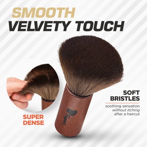 Fagaci Velvety Touch Barber Brush Neck Duster with High-Density Bristles - Clean with One Wipe Barber Neck Duster Brush for Hair Cutting, Barber Duster Brush - Neck Duster for Hair Cutting Brush