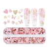 12 Grids Gold Pink Nail Glitter Sequins 3D Holographic Nail Glitter Flakes Butterfly Flower Leaf Nail Sequin Flakes Heart Rabbit Nail Charms for Women Nails Art Decorations