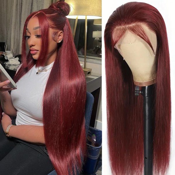 ULRICA Burgundy Lace Front Wigs Human Hair Wigs for Black Women Red Lace Front Wigs Human Hair 13x4 HD Lace Front Wigs Human Hair Pre Plucked Burgundy Wig Straight Lace Front Wigs Human Hair 26 Inch
