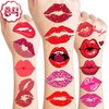 8 Sheets (84PCS) Lip Kiss Temporary Tattoos Stickers Valentines Day Theme Hot Pink Red Birthday Party Decorations Supplies Favors for Kids Girls Women Gifts Prizes Rewards