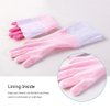 2 PAIRS Household Gloves Latex Free Cleaning Gloves with Soft Lining Long Cuff 15" & Grip, Medum, Pink/Blue