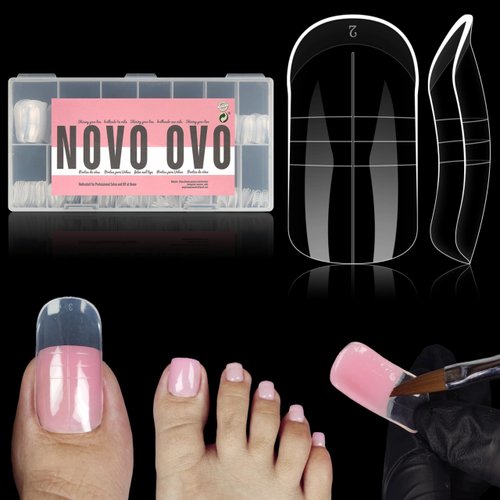 NOVO OVO 300 Pcs Toe Dual Nail Forms for Poly Gel Toenail Extension, Reusable Full Cover Molds fo...