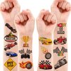 110 PCS Race Car Temporary Tattoos Sticker Racing Pit Crew Checkered Flag Race Car Birthday Party Decorations Favors Supplies Gifts Boys Girls Cute Fake Tattoo School Prizes Carnival Theme