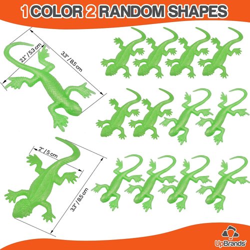 UpBrands 24 Pack LIGHT GREEN Super Stretchy Lizard Toys - Refreshing Party Favors, Rubber Lizards for Kids, Reptile & Newt Toy Small Students Rewards, Stress-Relief & Light Green Celebrations