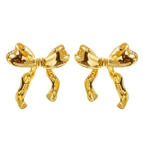 Gold Bow Earrings for Women Classic Ribbon Bow Stud Earrings Cute Bowknot Earrings Gift