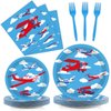 Wiooffen 96 Pcs Airplane Plates Airplane Birthday Party Decorations Plane Plates Blue Sky Plates Two Fly Paper Plates Napkins Party Supplies Baby Shower Airplane Theme Favors for Kids Serves 24 Guests