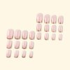 CEWEWP Gold French Tip Press on Nails Medium Fake Nails Square Shape False Nail Tips Full Cover Glue on Nails Nude Pink Medium Length Square Shape French Tip Nails Press ons for Finger Manicure, 24Pcs