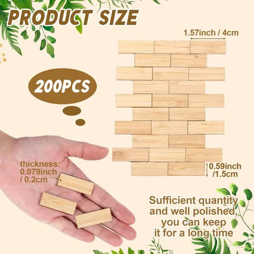 Sintuff 200 Pcs Miniature Dollhouse Flooring Mini Wooden Dollhouse Floor Boards 1 12 Scale Dollhouse Accessories Geometric Bamboo Doll House Furniture Wood Floor Board for Model Decor (Beige)