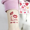 12 Sheets Valentines Day Temporary Tattoo Stickers Glitter Romantic Cartoon Doll Rose Arrow Red Hearts Tattoo Stickers Valentine's Day Party Supplies for Women Girl Kids Party Games Gifts Decorations