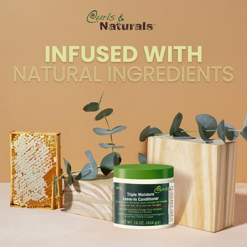 Curls & Naturals Triple Moisture Leave-In Conditioner for Natural Hair, Ideal for All Hair Types, Including Curly & Wavy, Detangles & Softens, 16 OZ