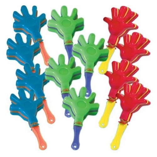 Colorful Mini Hand Clapper Party Favors - 3.5" x 1.75" x 0.38" (Pack of 12) - Assorted Color Plastic Noisemakers - Perfect for Kids Parties, Celebrations, and Events