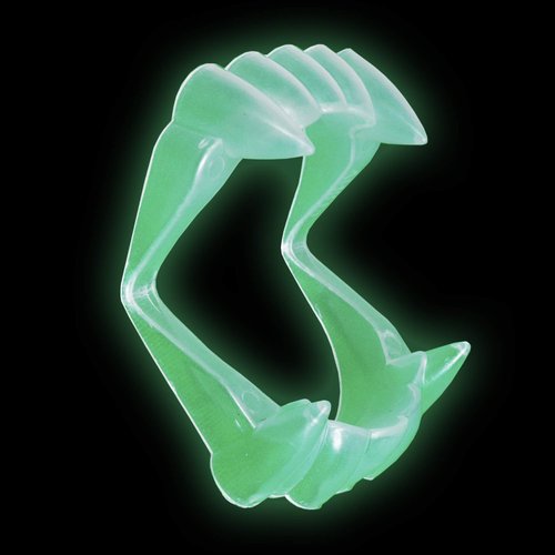 Skeleteen Glowing Clear Vampire Fangs - Glow in The Dark Transparent Dracula Teeth - 12 Pack