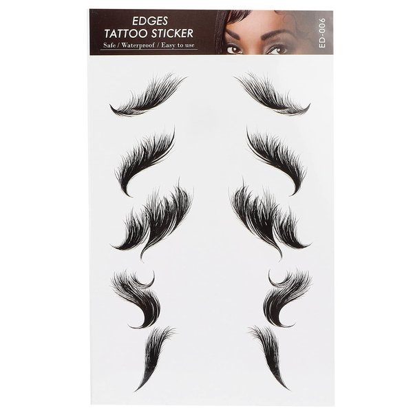 Hair Edges Stickers Fashion Temporary Tattoos Edges for Hair DIY Waterproof Long Lasting Fake Hairline Sticker for Women Girls(ED-06)