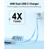 QUZUDN iPhone 15 16 Charger, 2 Pack 40W USB C Charger Dual Port Fast Charging Block (2-Pack 6 ft USB C to C Cable Cord Included) for iPhone 16 15 Pro Max/15Pro/15/15Plus,iPad