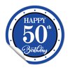 REWIDPARTY 1.5 Inch Round 50th Birthday Stickers（80 Pieces） Blue Happy 50th Birthday Stickers 50th Birthday Party Favor Stickers Adhesive Party Stickers 50th Birthday Party Decorations Supplies