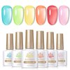 Born Pretty Jelly Gel Nail Polish Set Spring Summer Crystal Glass Translucent Pastel Gel Polish Blue Red Green Yellow Pink Soak Off UV Gel Polish 10ML 6PCS