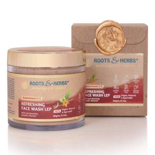 ROOTS AND HERBS Ayurvedic Face Wash Lep Natural Treatment 100% Vegan Anantmool Refreshing Face Wash Non-Forming Facial Cleanser - 2.11oz