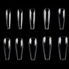 MPNETDEAL 500Pcs Coffin Nails Long Ballerina False Nail Tips Full Cover Fake Artificial Acrylic Nails Extension Tips 10 Size for Nail Salon or Home Use DIY Nail Art Size (Clear)