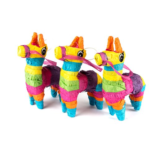 Set of 3 Mini Donkey Pinatas 4"x7" inches, Fiesta Party Decorations, Cinco de Mayo Pinata, Party Favors, Party Supplies and Centerpieces, Fiesta Decorations