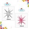 6 Pcs Star Foil Balloons One-Piece 14-Pointed Star Balloons 4D Starburst Cone Mylar Balloons 22inch Christmas Birthday Wedding Wedding Anniversary Party Supplies(Silver + Pink)
