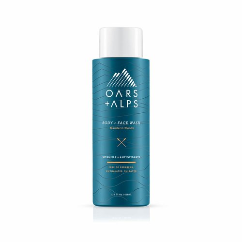 Oars + Alps Mens Moisturizing Body and Face Wash, Skin Care Infused with Vitamin E and Antioxidants, Sulfate Free, Mandarin Woods, 13.5oz, 1 Pack