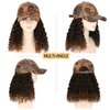 Qlenkay Leopard Baseball Cap with 16in Hair Extensions Adjustable Metal Buckle Wig Hat Attached African Kinky Curly Hairpiece for Woman Black to Light Auburn