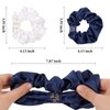 CIEHER 8 Pcs Hair Scrunchies for Bachelorette Party Favors, White Hair Scrunchie for Bride Pink Bridesmaid Scrunchies Hair Ties, Bridal Shower Bride Bridesmaid Proposal Gifts (White & Dark Blue)
